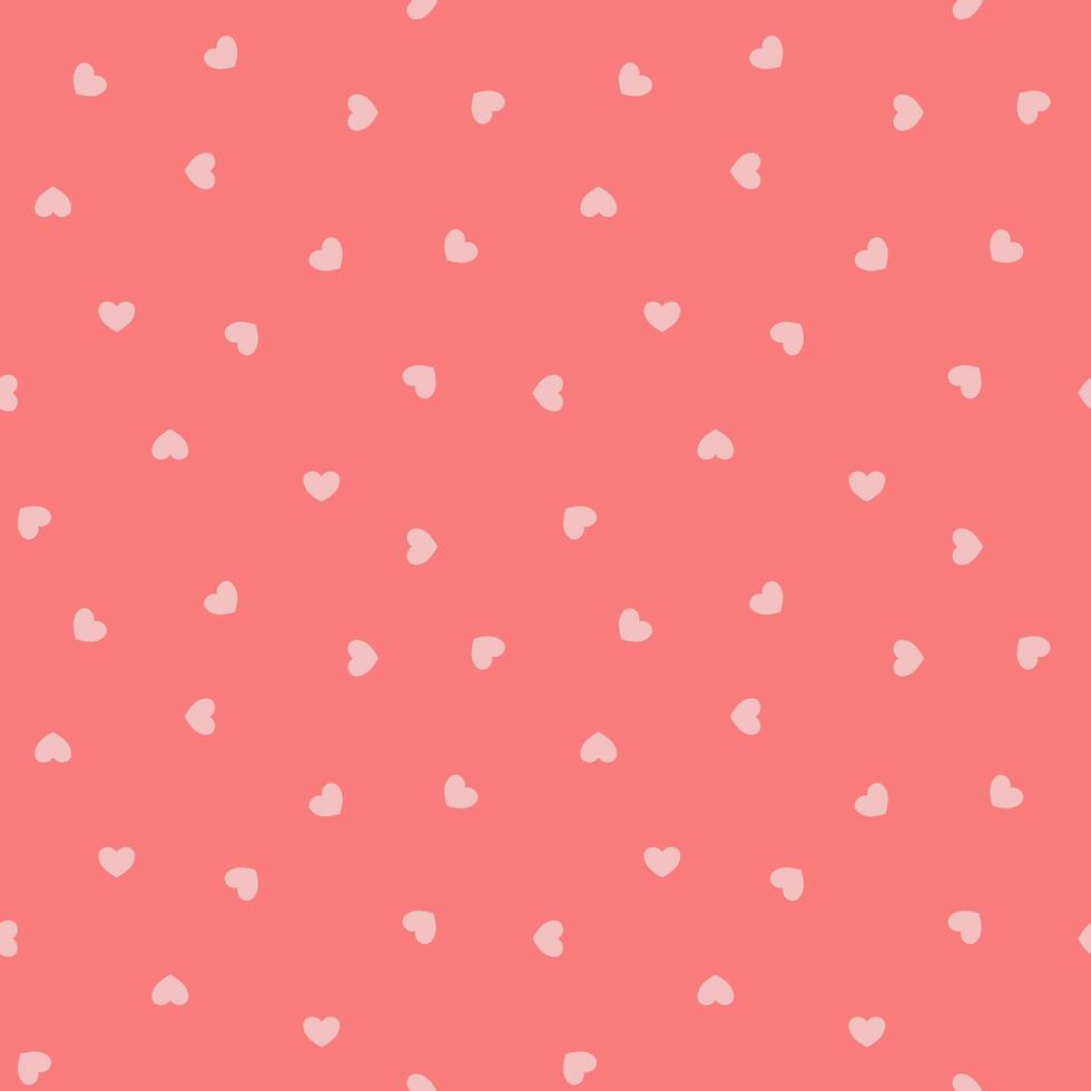 Valentine heart seamless pattern vector. Light pink heart on pastel red background. Mini heart wallpaper. Simple design for fabric, textile, shirt, skirt, dress, card, wrapping paper, print, decor. vector