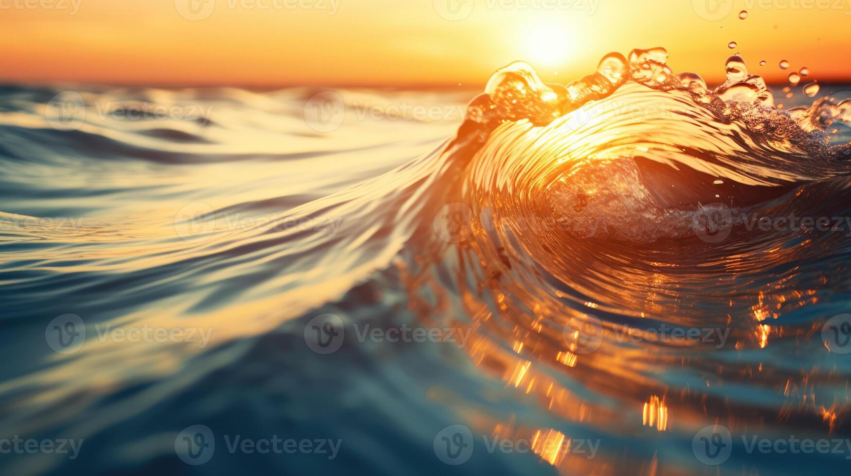 AI generated Huge wave breaking with a lot of spray and splash photo