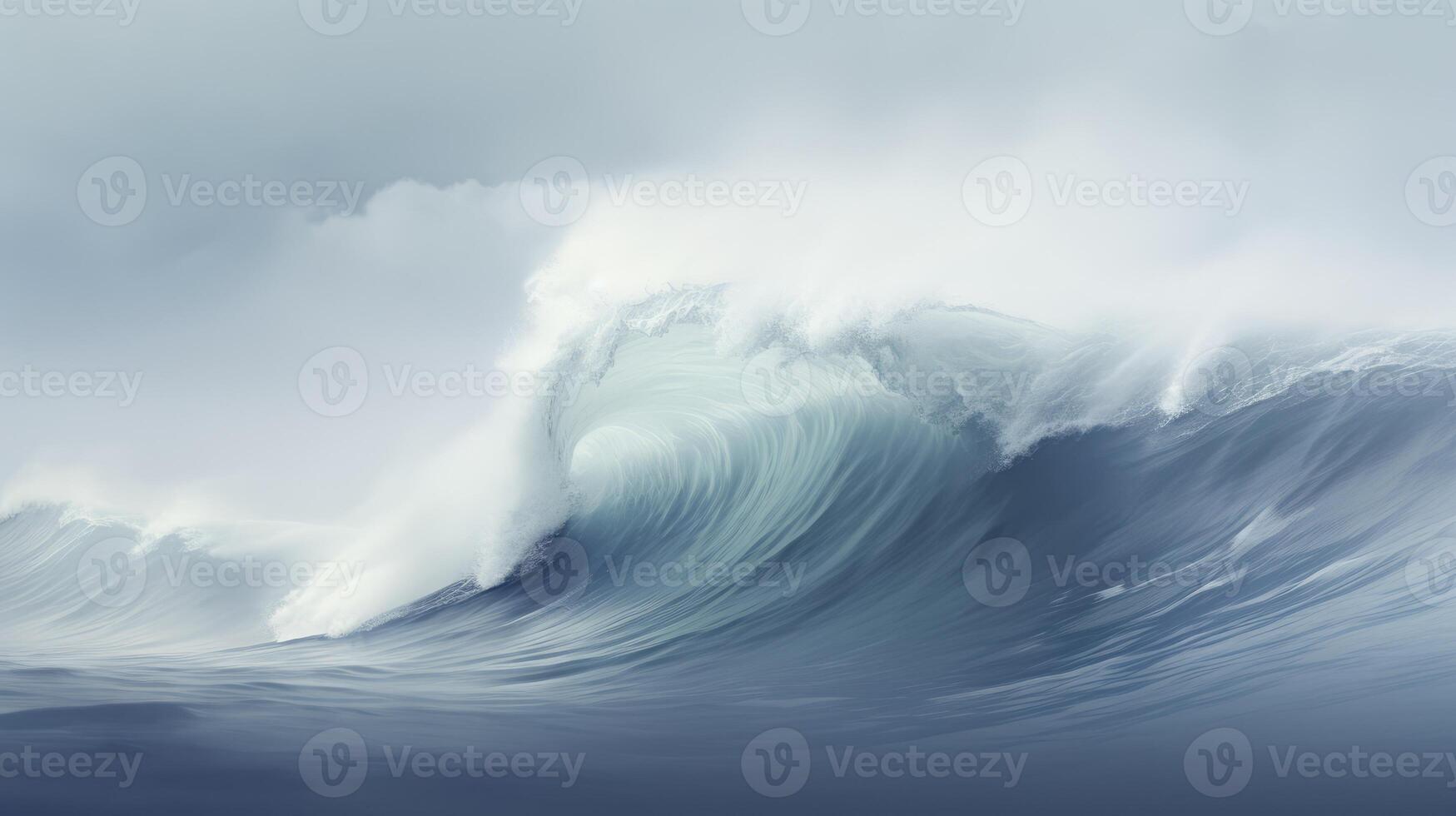 AI generated Huge wave breaking with a lot of spray and splash photo