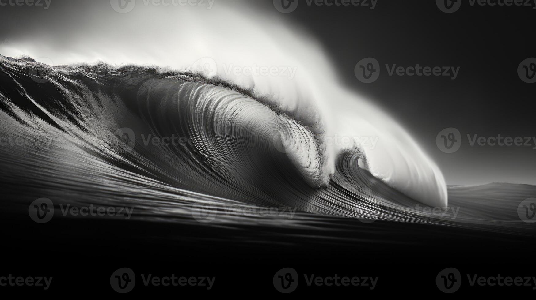 AI generated Huge wave breaking with a lot of spray and splash photo