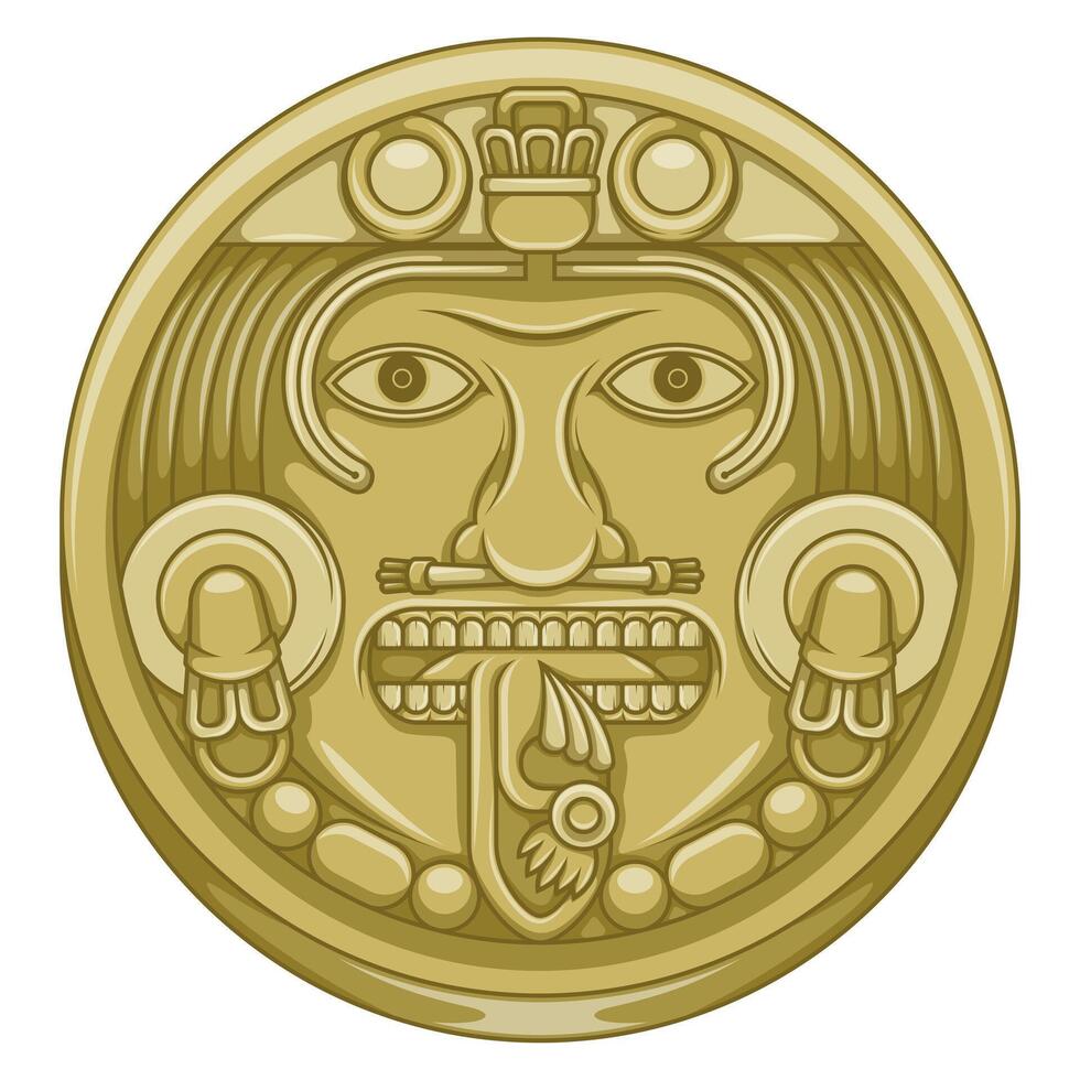 Vector design of Aztec calendar, monolithic disk of the ancient Mexica, sun stone of the Aztec civilization