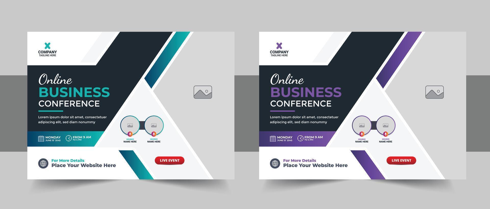 Corporate horizontal business conference flyer template bundle or Corporate horizontal business conference flyer template design vector