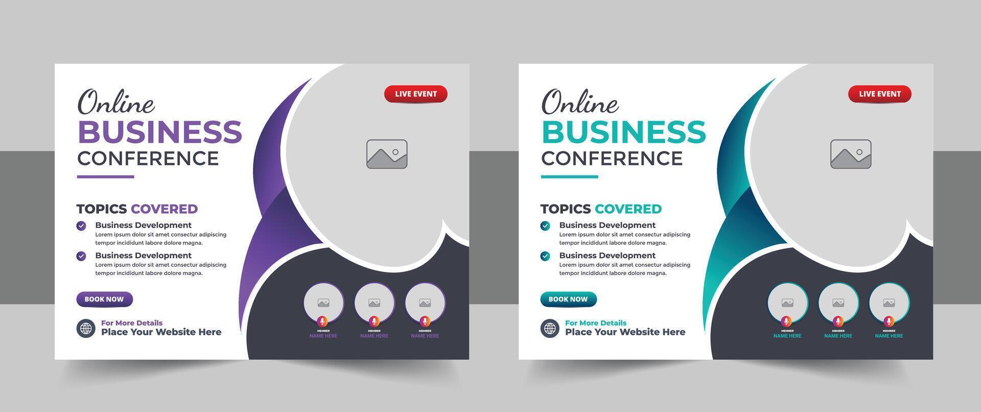 Corporate horizontal business conference flyer template bundle or Professional modern banner vector, business company horizontal background template with layout vector