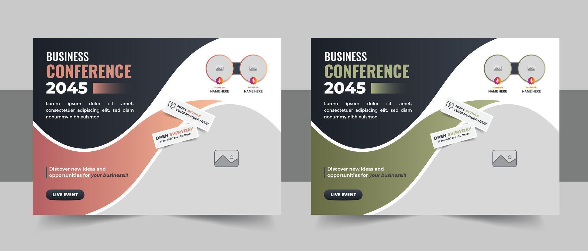 Corporate horizontal business conference flyer template, Annual corporate business workshop, meeting, training, business webinar flyer template vector
