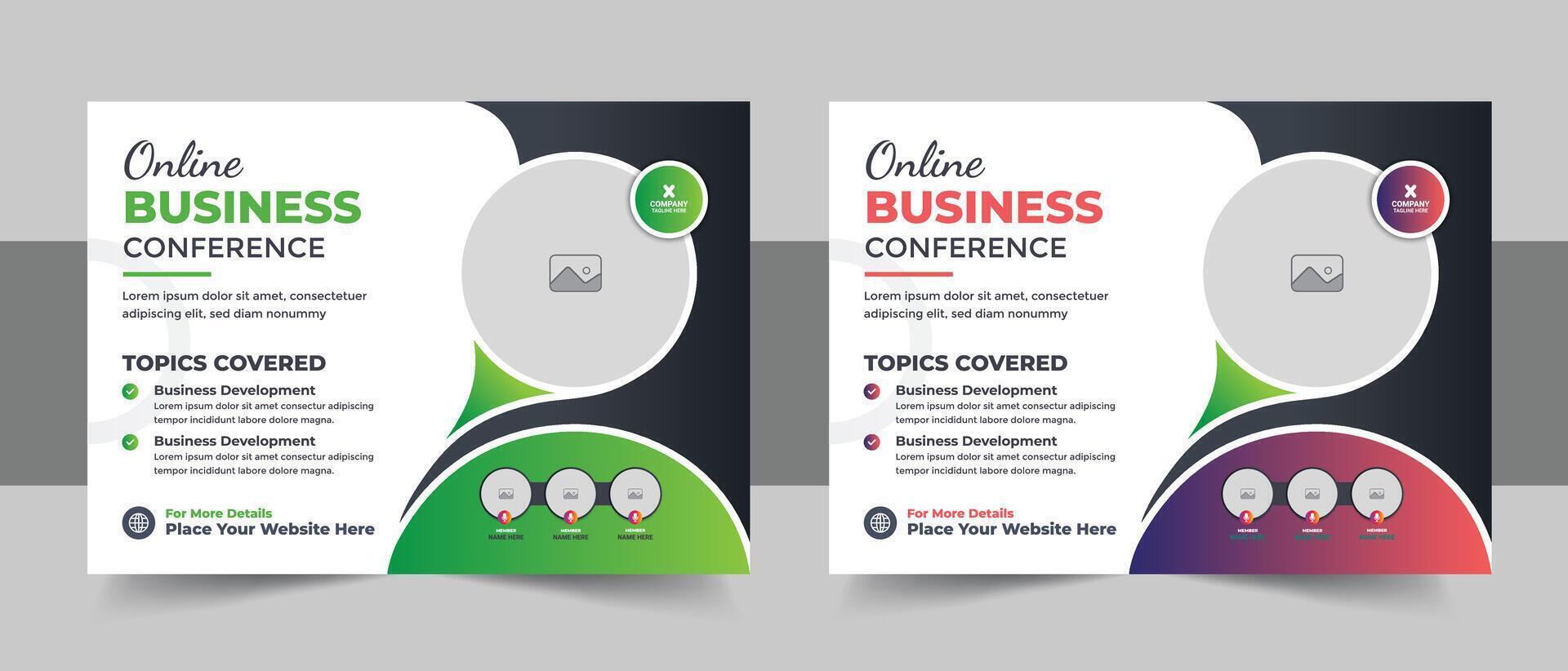 corporate horizontal business conference flyer template or business live webinar conference banner vector