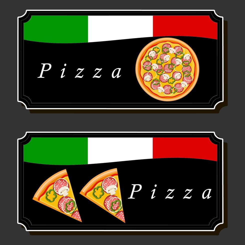 Illustration on theme big hot tasty pizza to pizzeria menu vector