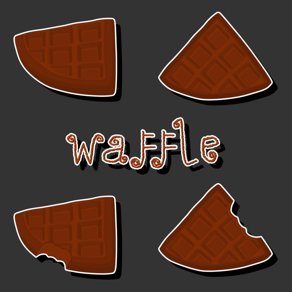 Illustration on theme big kit different types biscuit waffle with cell, dessert cookie vector