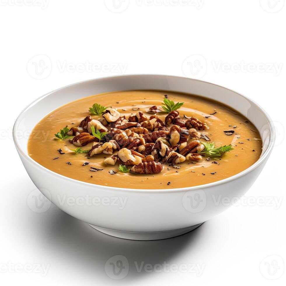 AI generated Turtle soup closeup isolated on white background photo