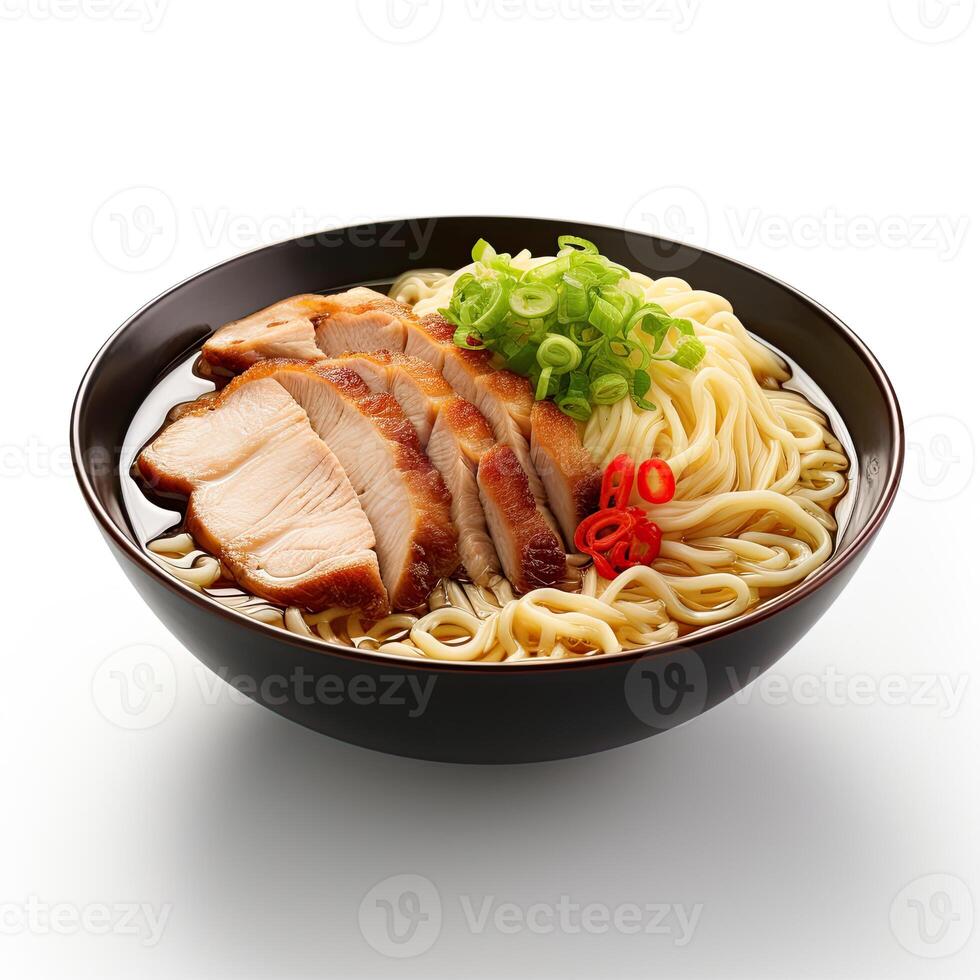 AI generated Ramen soup closeup photo