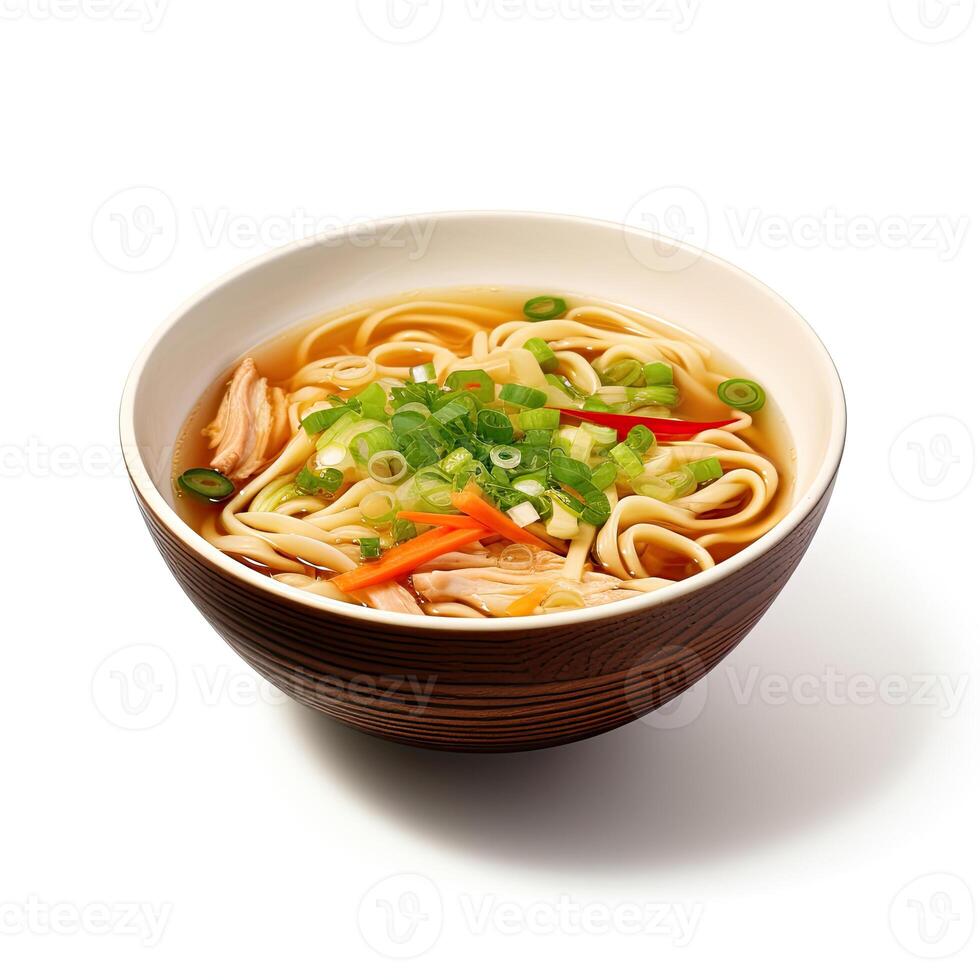 AI generated Noodle soup closeup photo