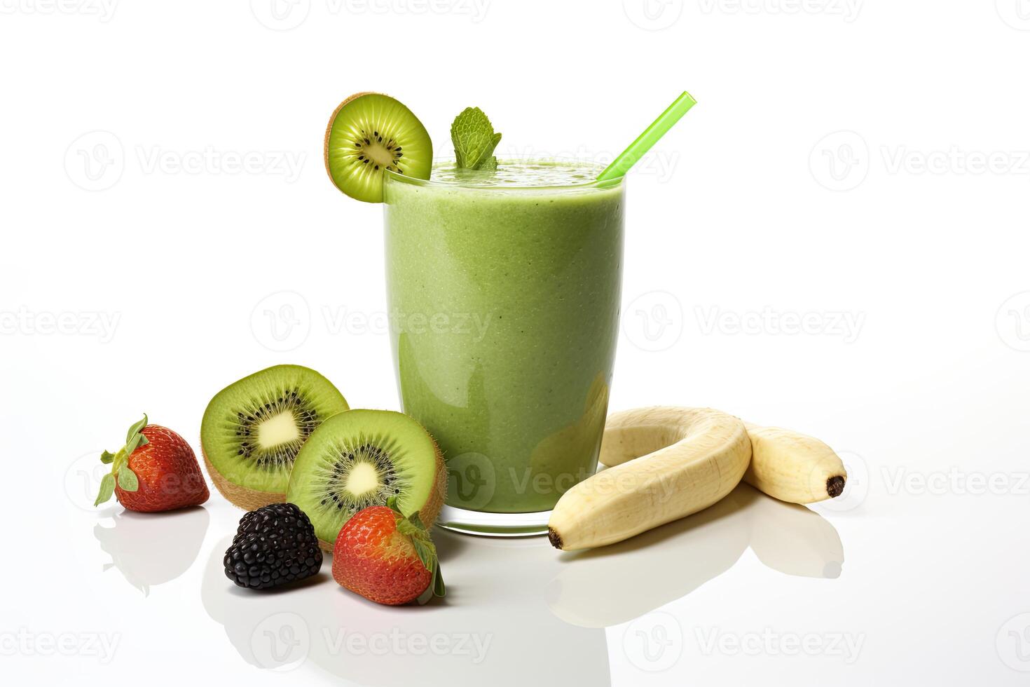 AI generated Kiwi green smoothie photo