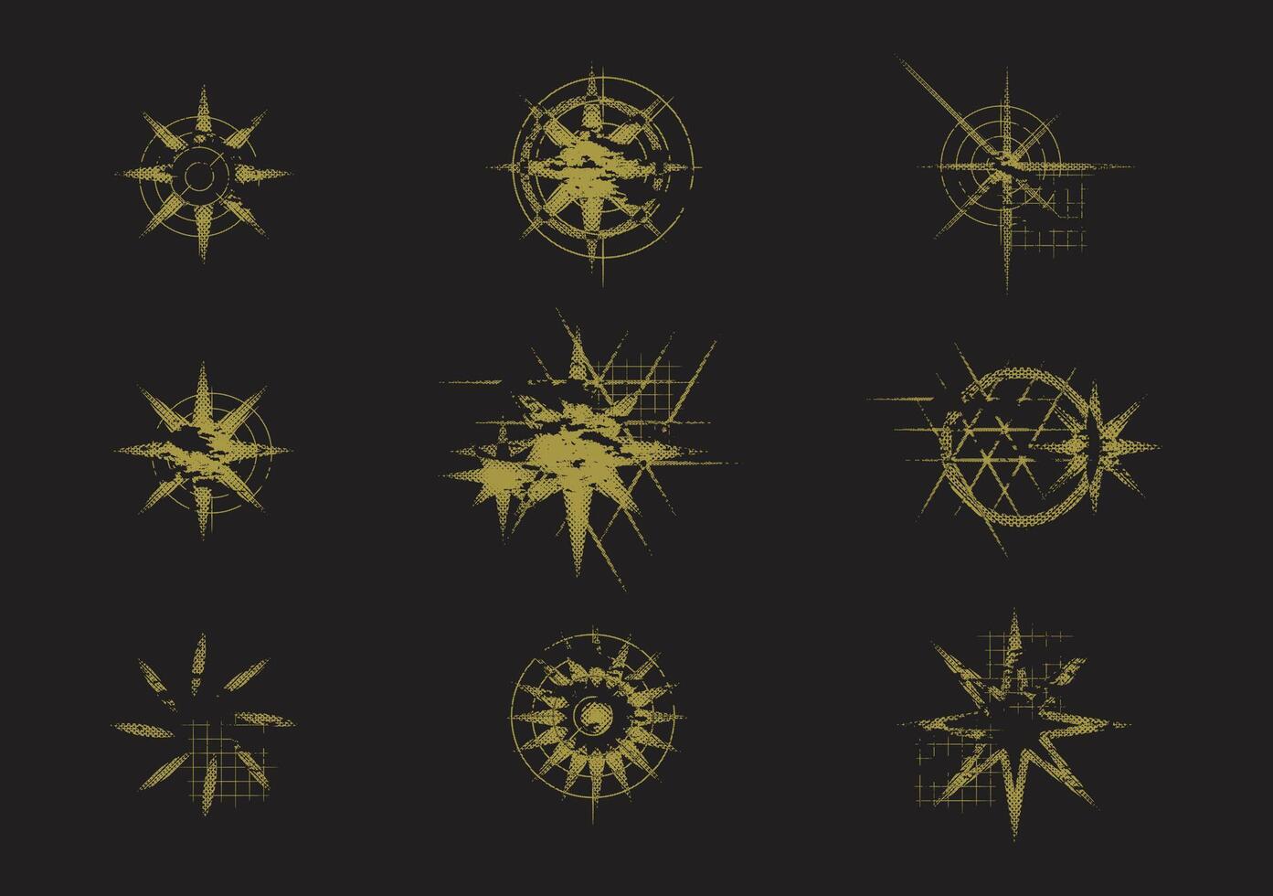 GRUNGE ELEMENT COLLECTION - EIGHT POINTED STAR vector