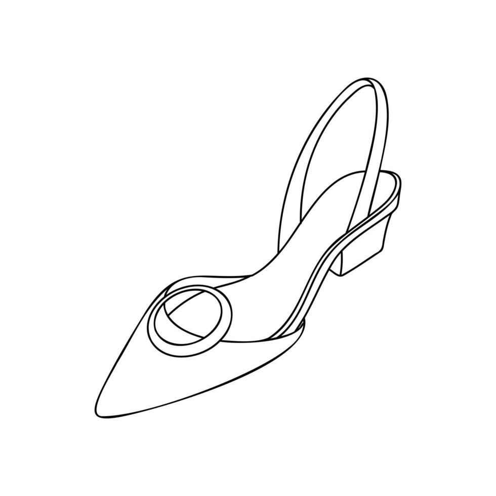 Vector illustration of hand drawn graphics of women's shoes. Casual and dressy style. High-heeled sandals. Doodle drawing Isolated object design.