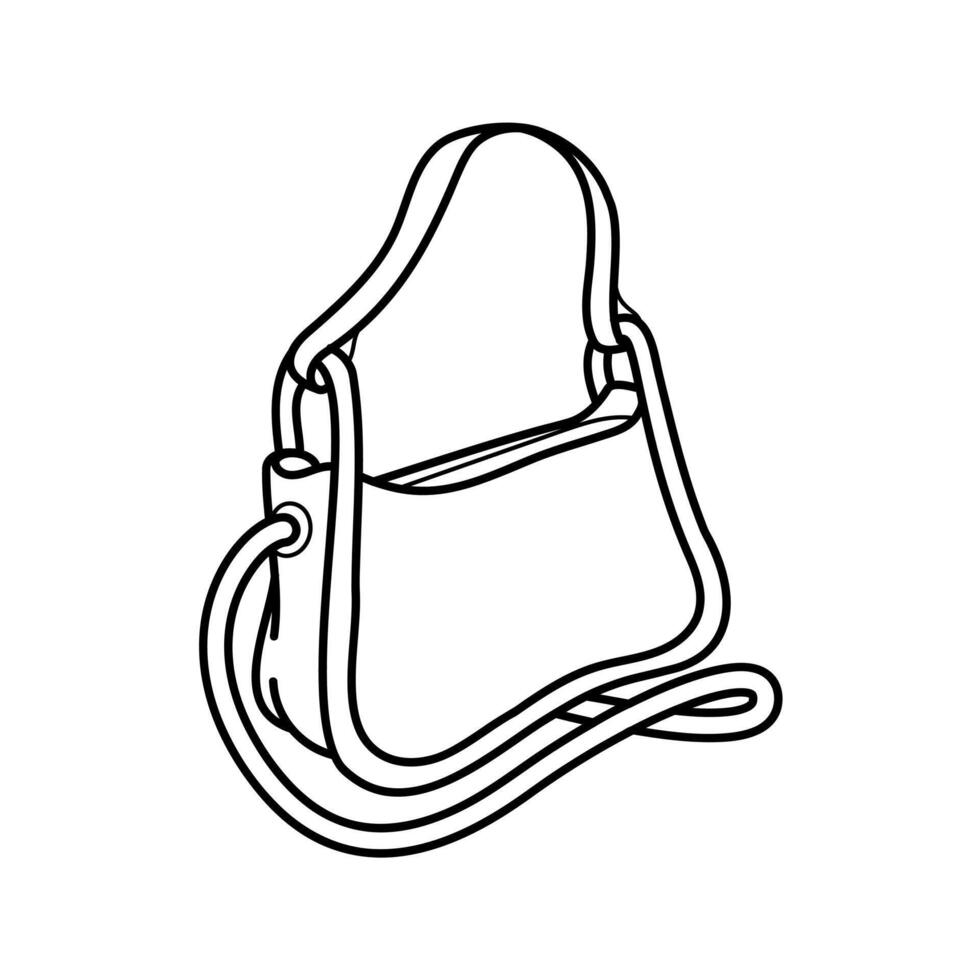 De las mujeres bolsa, bandolera totalizador comprador obrero temporal embrague bolso cartera. de moda cuero accesorios. mano dibujado Moda vector ilustración. aislado elementos