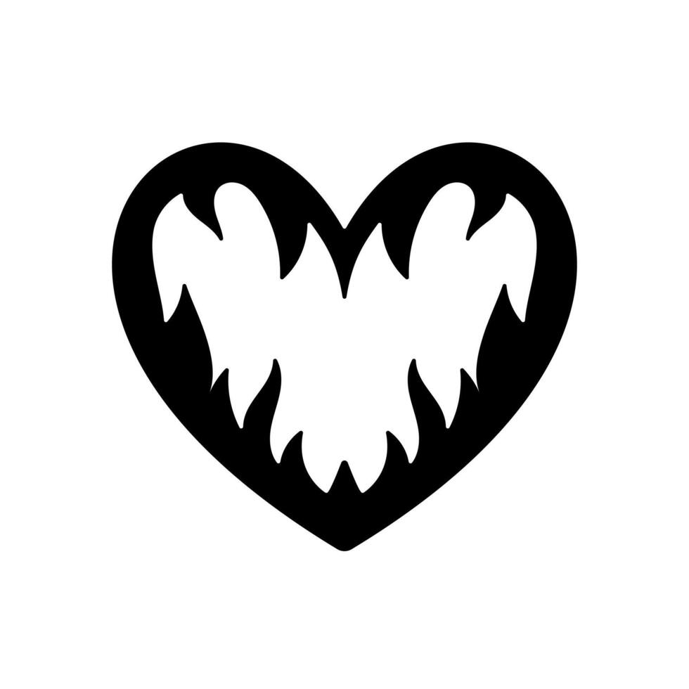 vector silueta de un corazón en retro estilo. tatuaje diseño. frio pegatina en el estilo de el 90s 00s. moderno juventud subcultura.