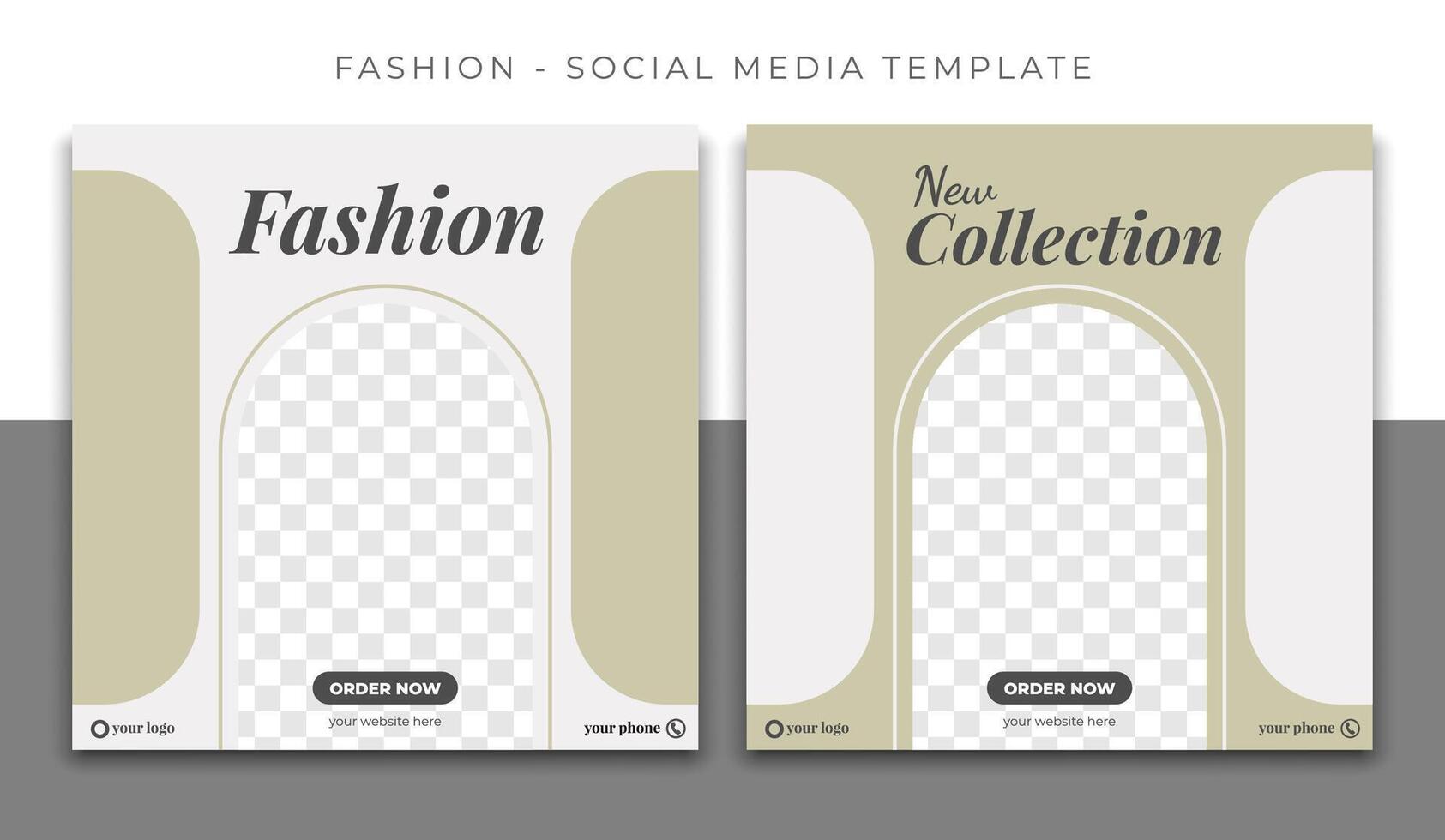 fashion woman beauty grey social media post template design, event promotion banner vector