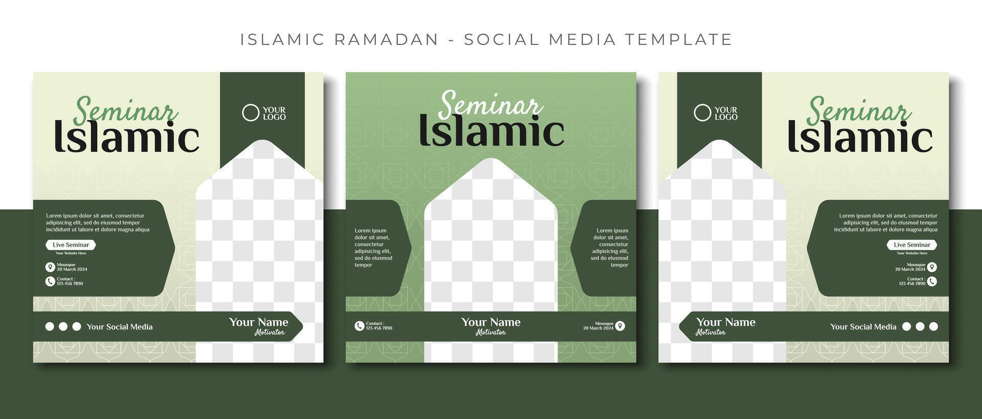 seminario web seminario islámico venta, verde social medios de comunicación enviar modelo diseño, evento promoción vector bandera