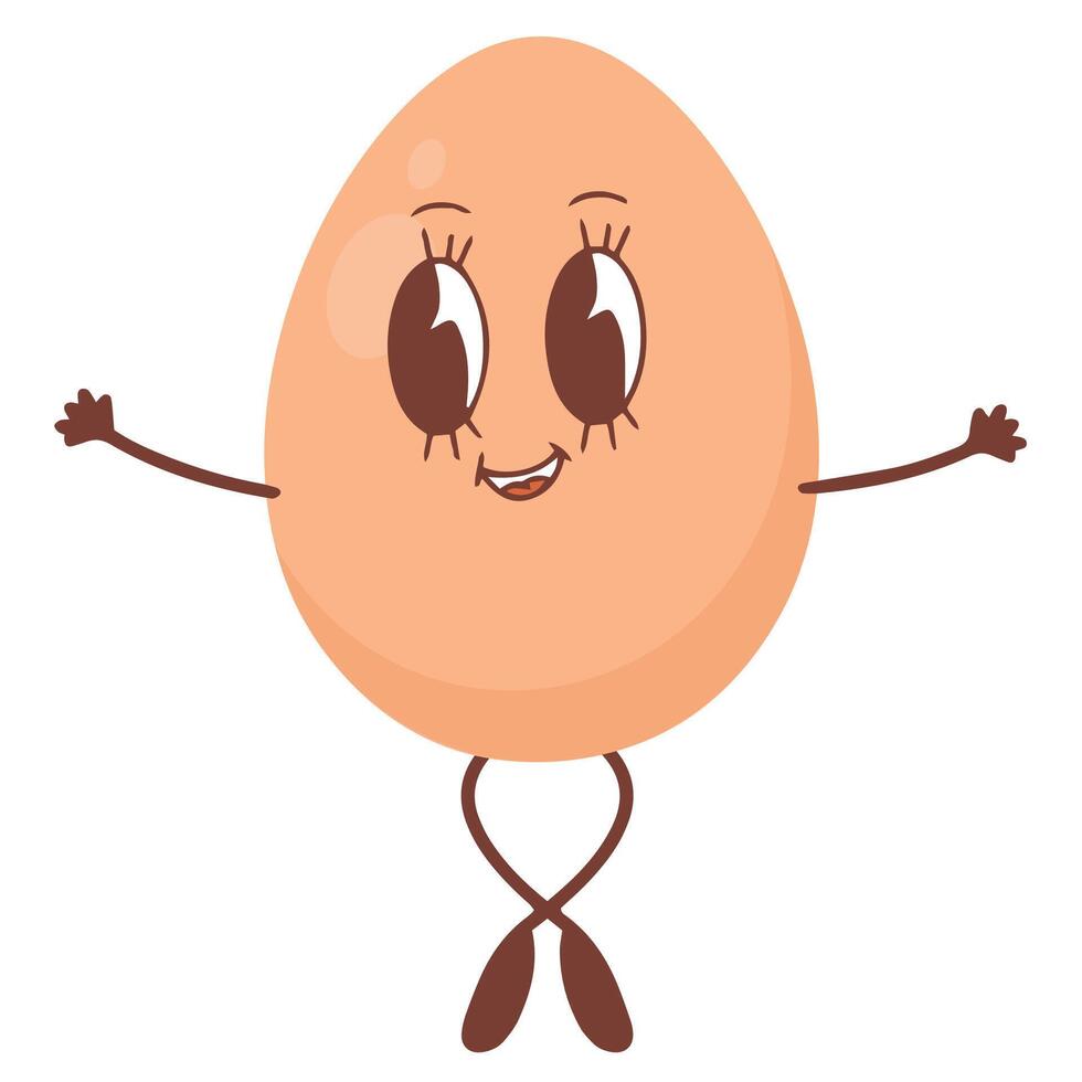 Egg in kawaii style. The concept of proper nutrition and healthy lifestyle. Vector illustration isolated on white background.