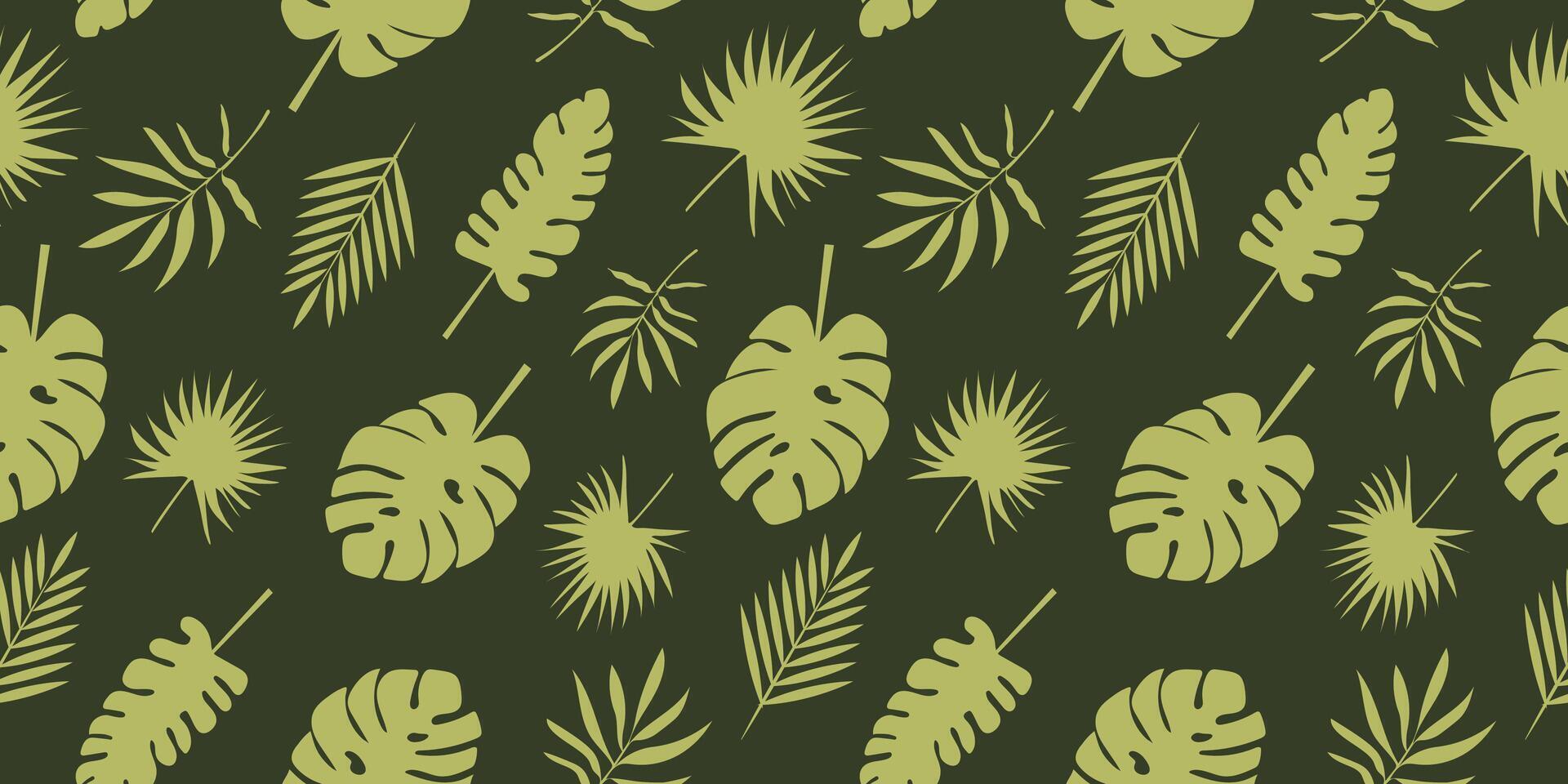Seamless pattern with tropical leaves. Nature wallpaper.. Vector illustration. Vector illustration