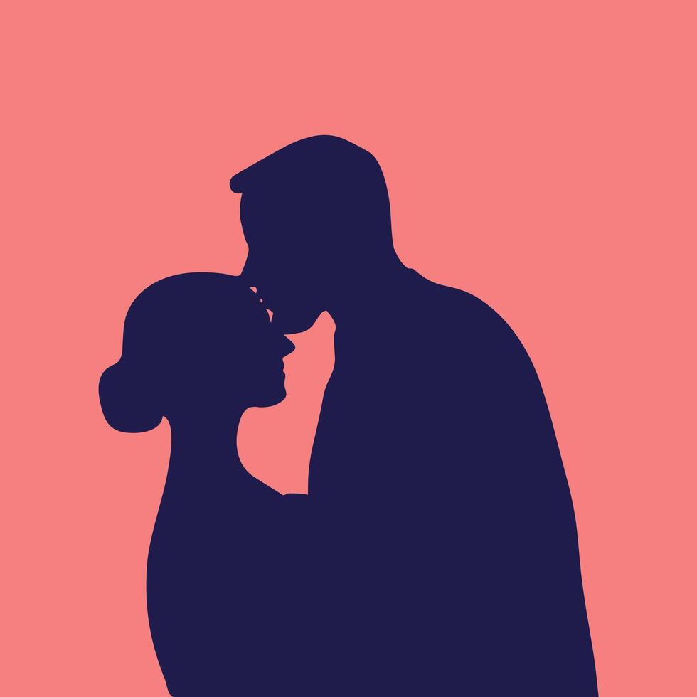 A man kisses a woman on the forehead. Blessing, reconciliation in a couple. Flat vector illustration