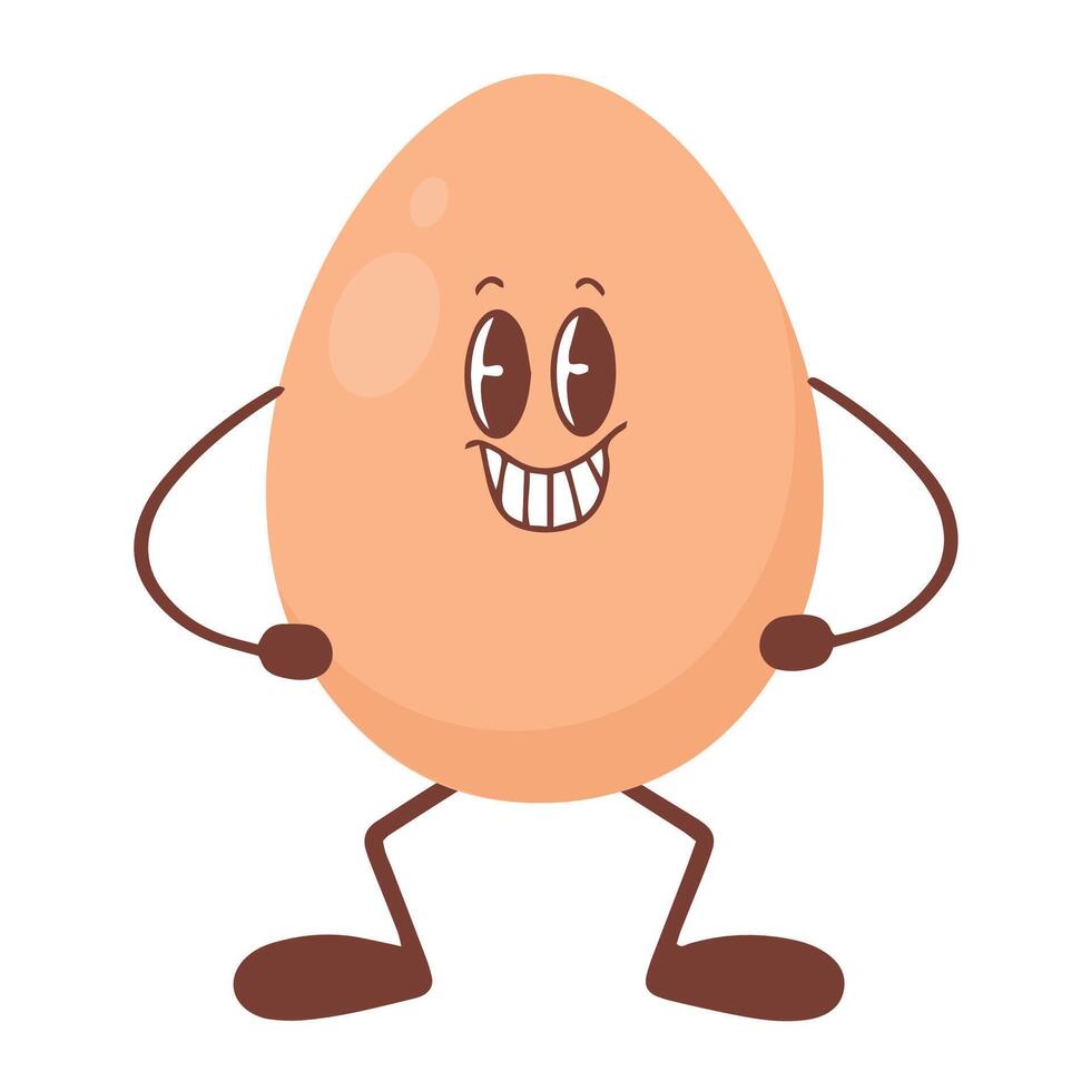 Egg in kawaii style. The concept of proper nutrition and healthy lifestyle. Vector illustration isolated on white background.