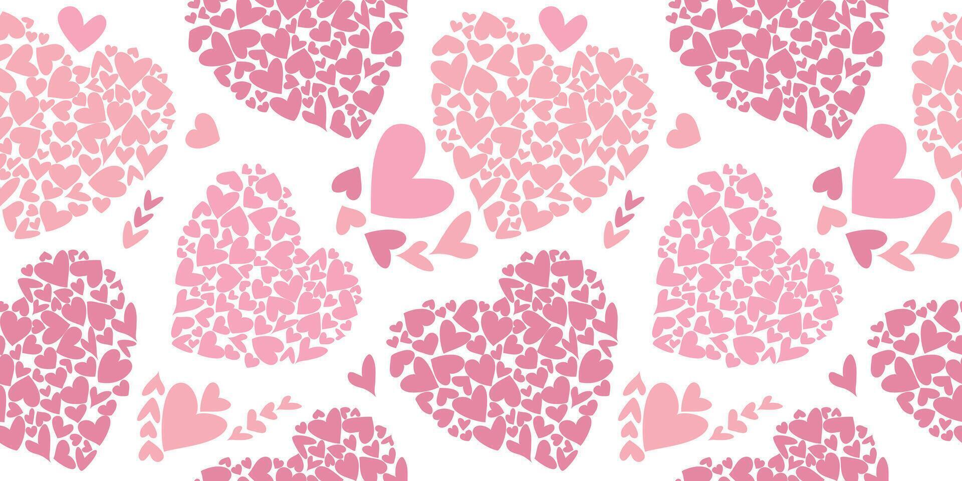 Seamless pattern of hearts. A set of beautiful hearts. Vector illustration on a white background.