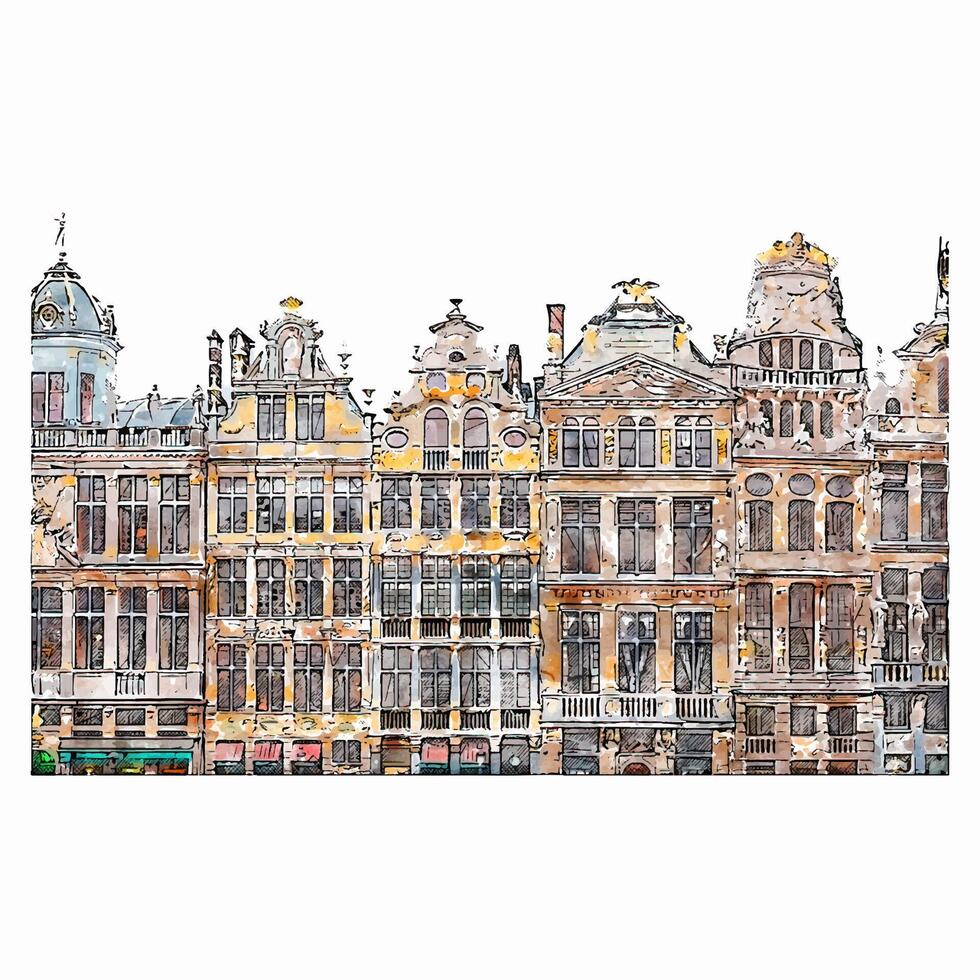 Copenhagen Denmark watercolor hand drawn illustration isolated on white background vector