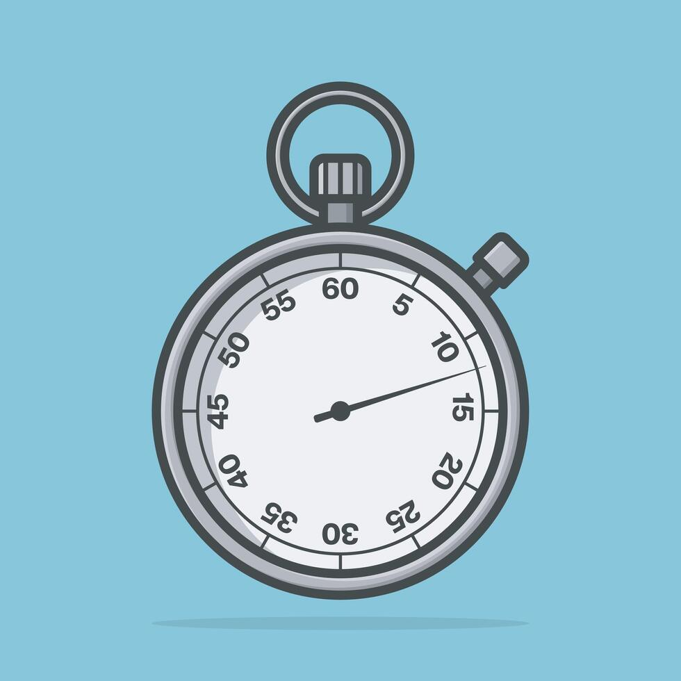 Stopwatch timer cartoon icon illustration. vector