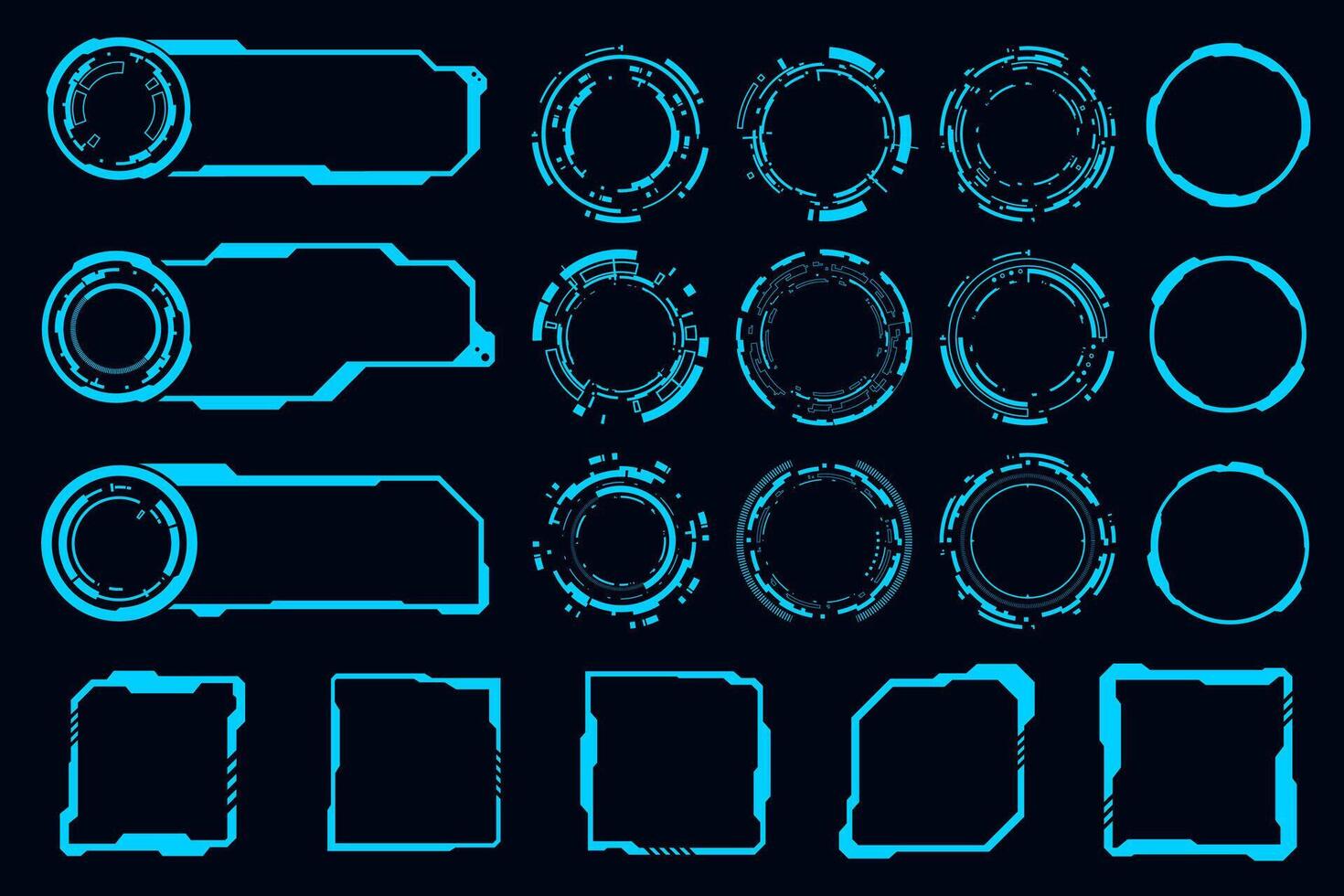 Vector set interface futuristic frame design element. Technology Hi-tech element.