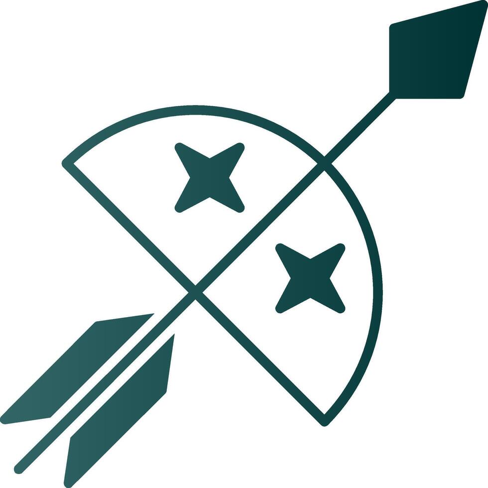 arco y flecha glifo degradado icono vector