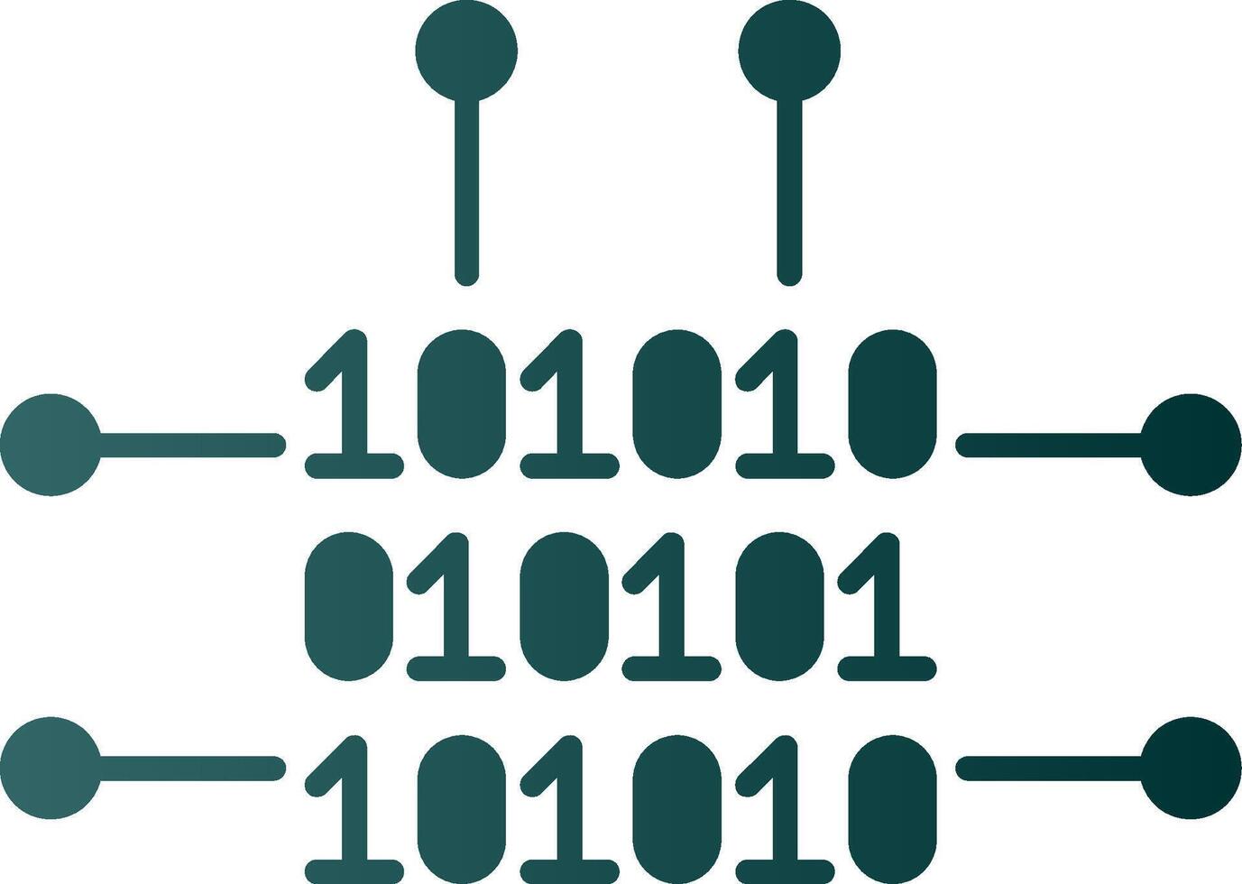 binario código glifo degradado icono vector