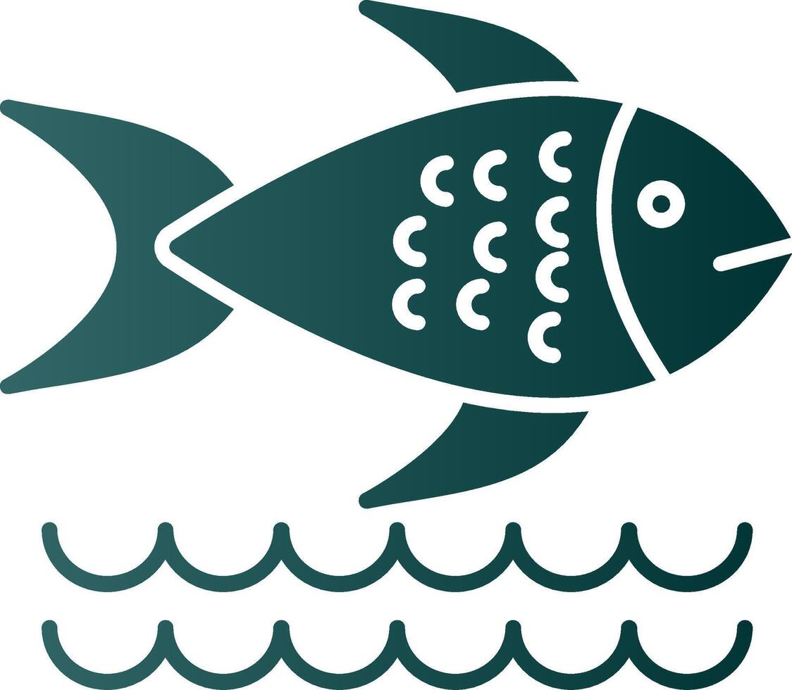 pescado glifo degradado icono vector