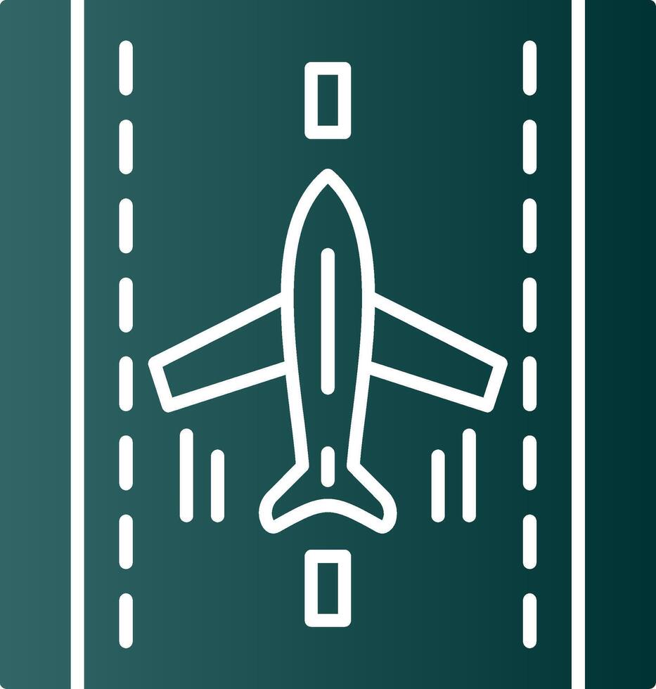 aterrizaje avión glifo degradado icono vector