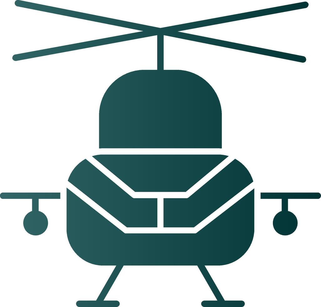 militar helicóptero glifo degradado icono vector