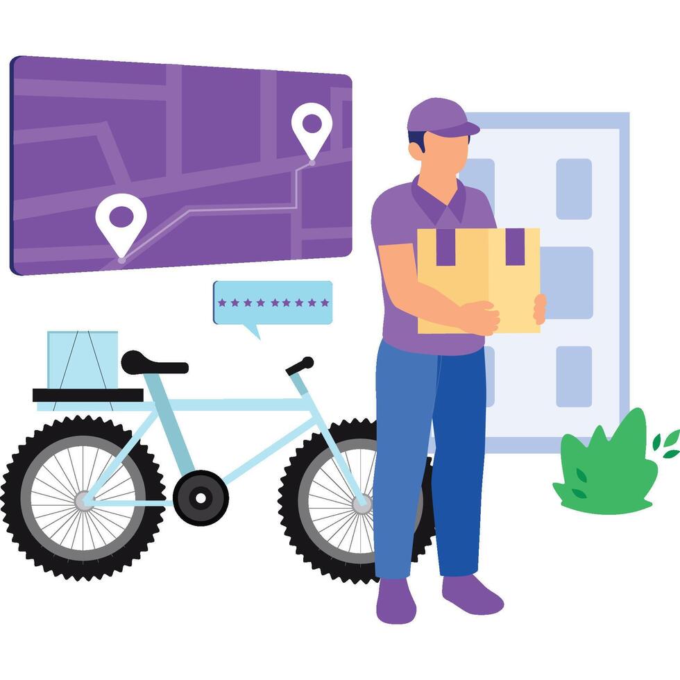Delivery man giving doorstep delivery Illustration vector