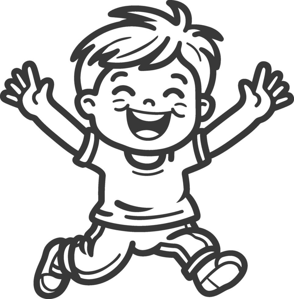 Line drawing children in athletics competitions. The boys run in stadium and finish. The child came running first and won. Dynamic line draw graphic design vector illustration