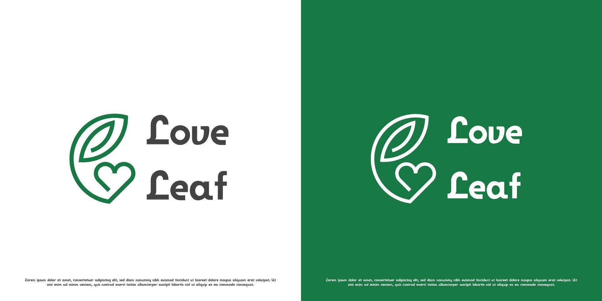 Plant lover logo design illustration. Silhouette line love heart care tree root seed plant green leaf eco flora stem bio nature. Simple minimal minimalist creative abstract fresh icon symbol. vector