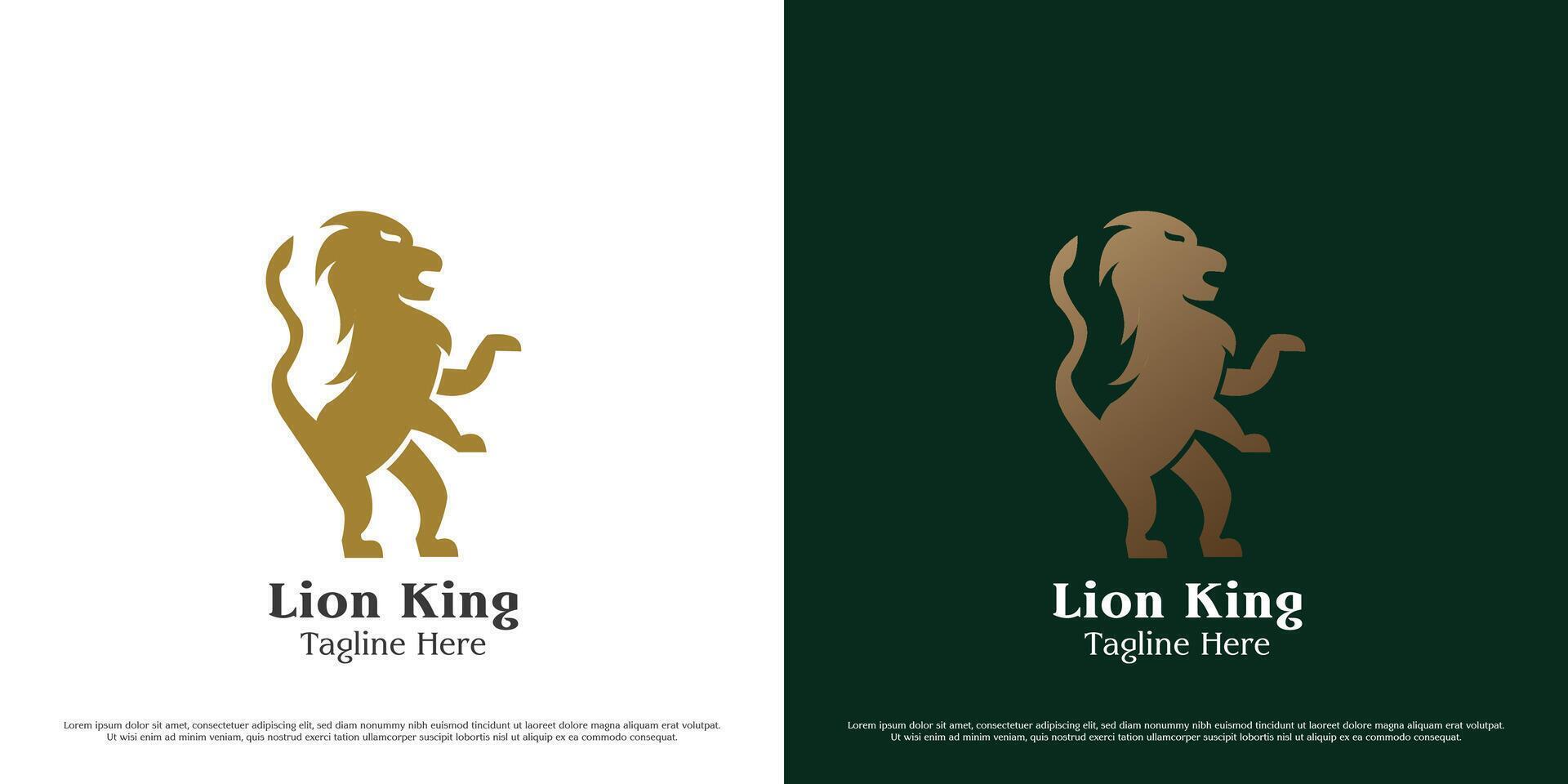 Lion crest logo design illustration. Silhouette of wild animal gold business lion mascot fang fur ferocious carnivore roaring. Vintage classic royal empire imperial company icon symbol simple elegant. vector