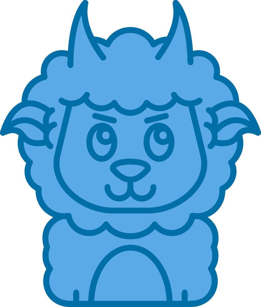 demonio azul línea lleno icono vector