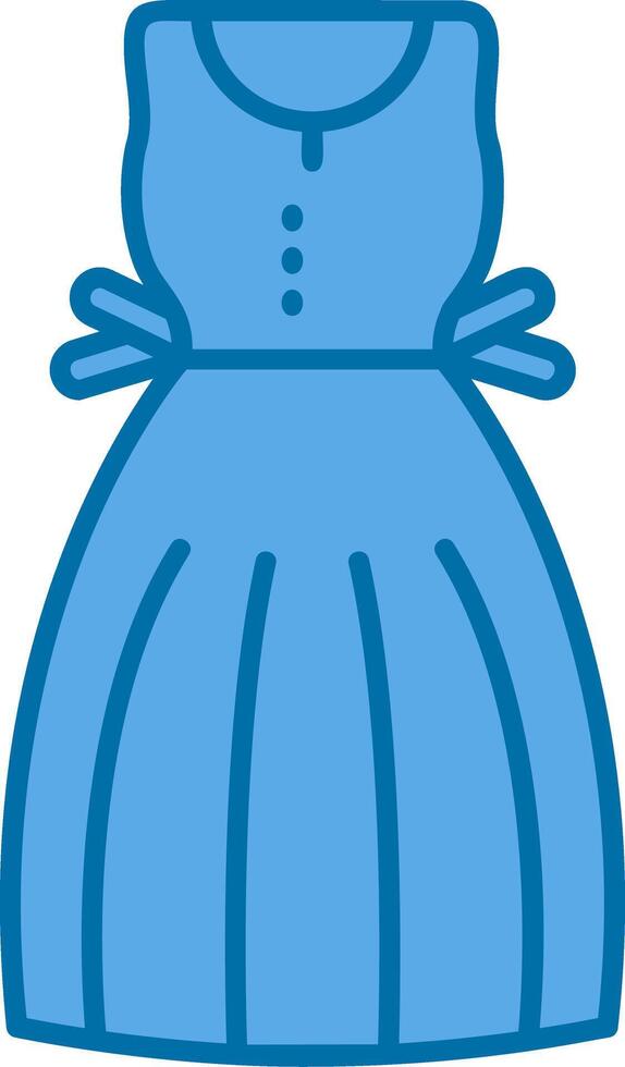 vestido de verano azul línea lleno icono vector