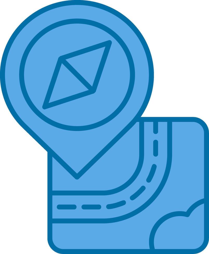 Navigation Blue Line Filled Icon vector