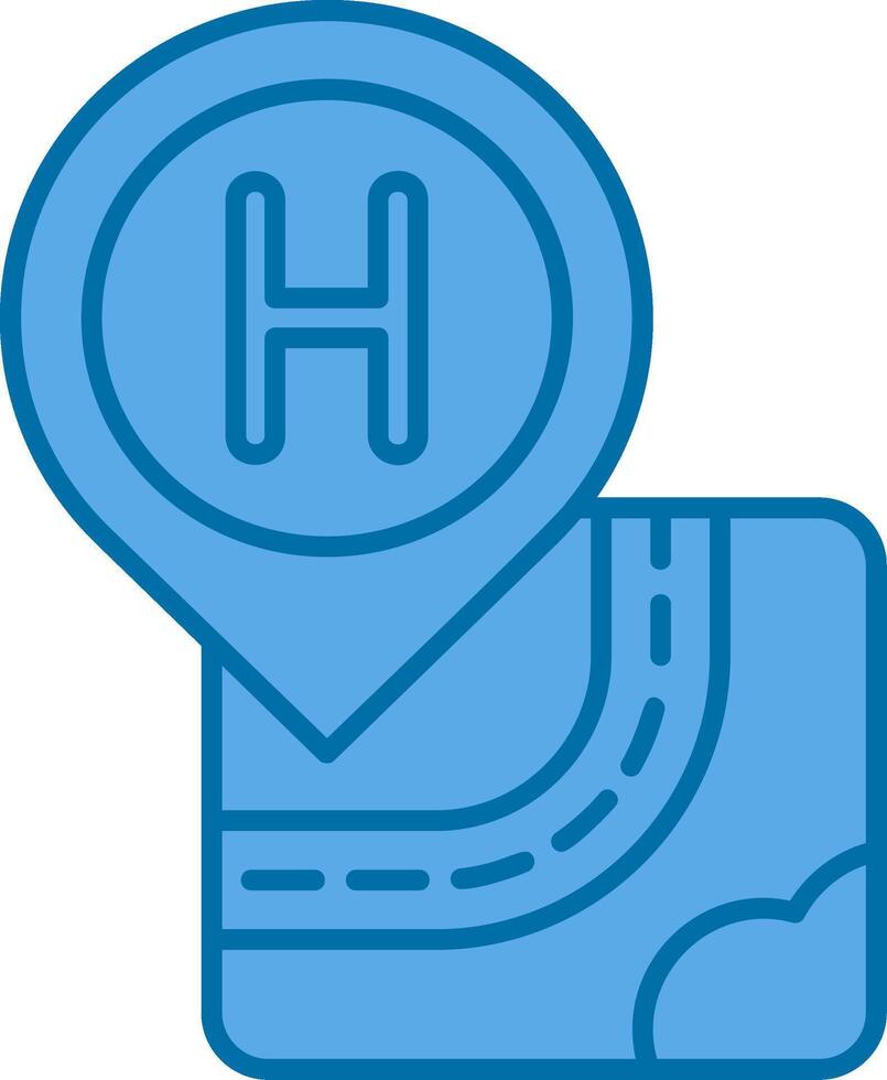 hospital azul línea lleno icono vector