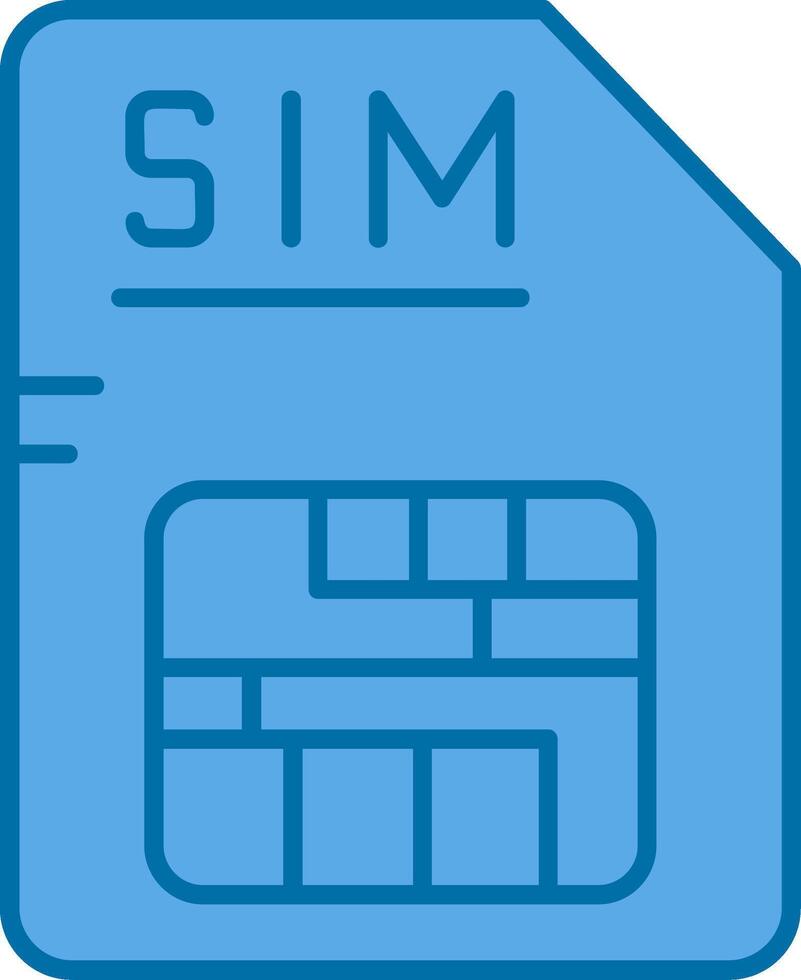 Sim Blue Line Filled Icon vector