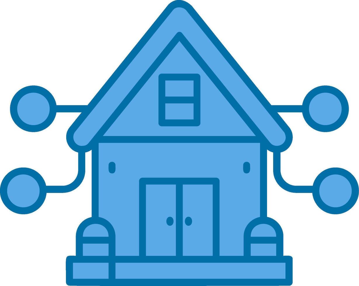 House Blue Line Filled Icon vector