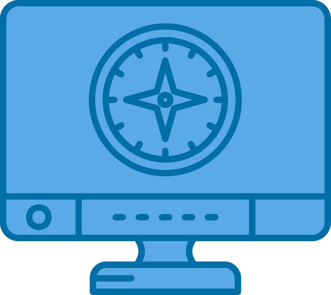 Compass Blue Line Filled Icon vector