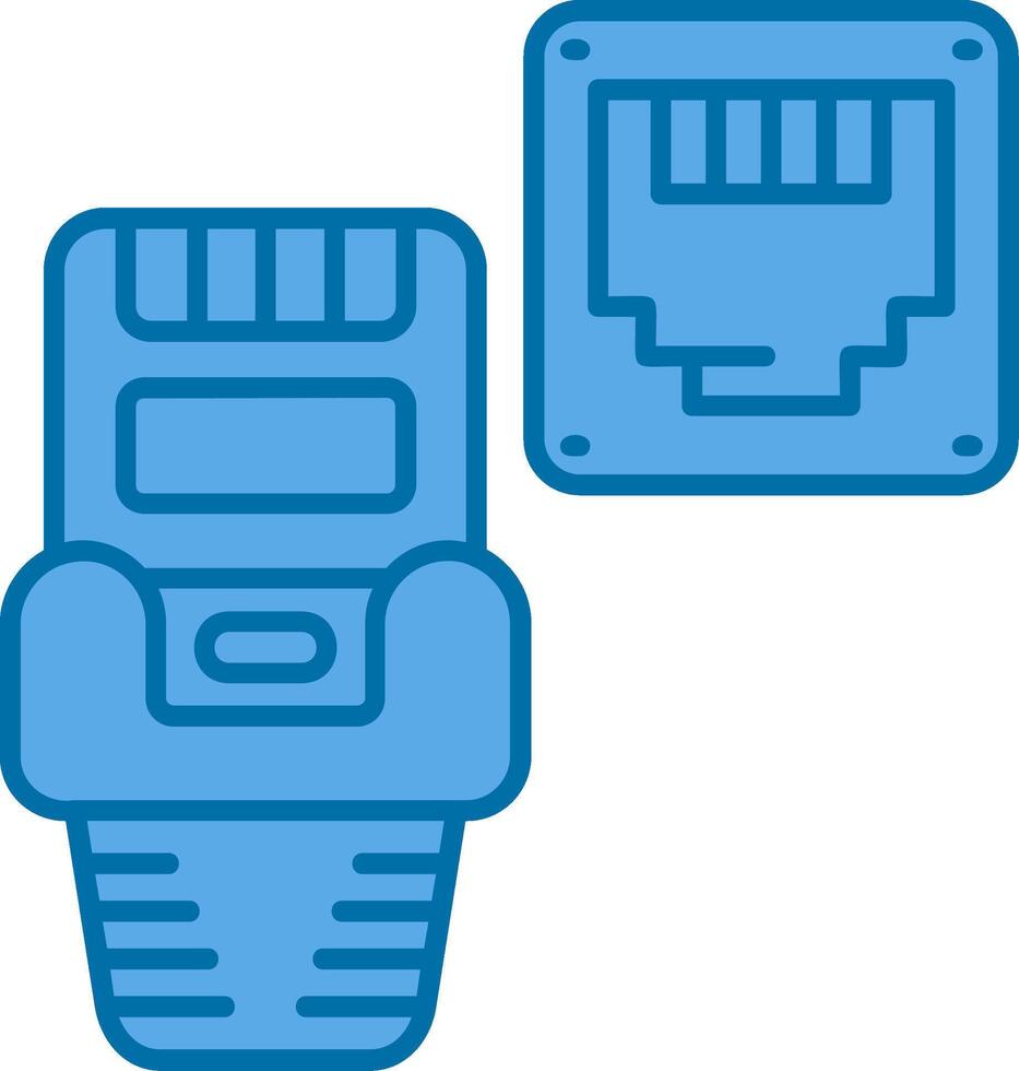 ethernet azul línea lleno icono vector