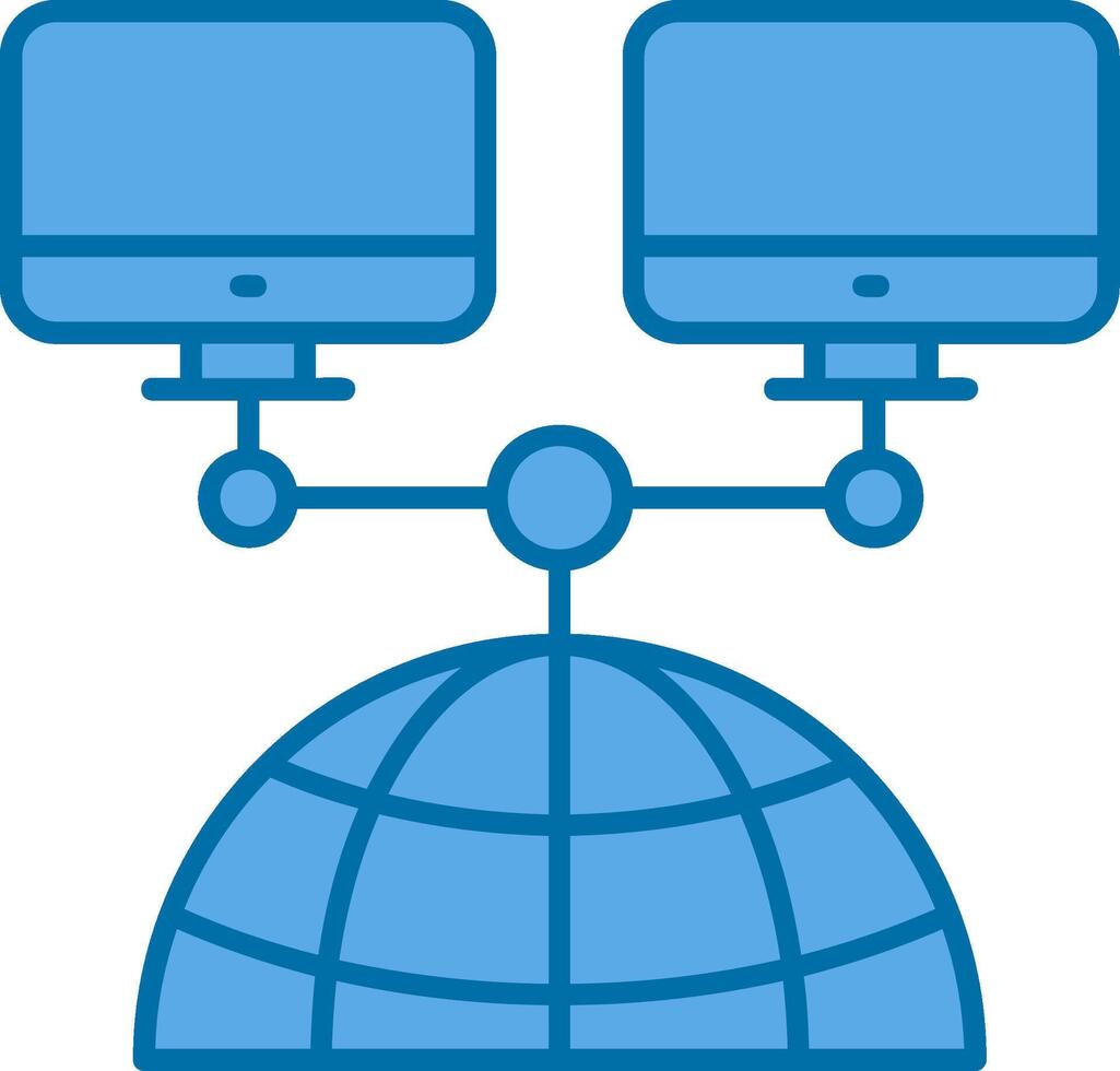 Network Blue Line Filled Icon vector