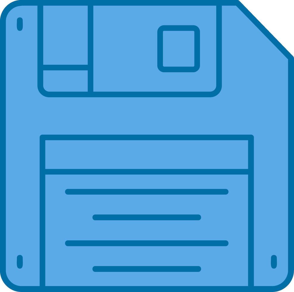 Floppy disk Blue Line Filled Icon vector