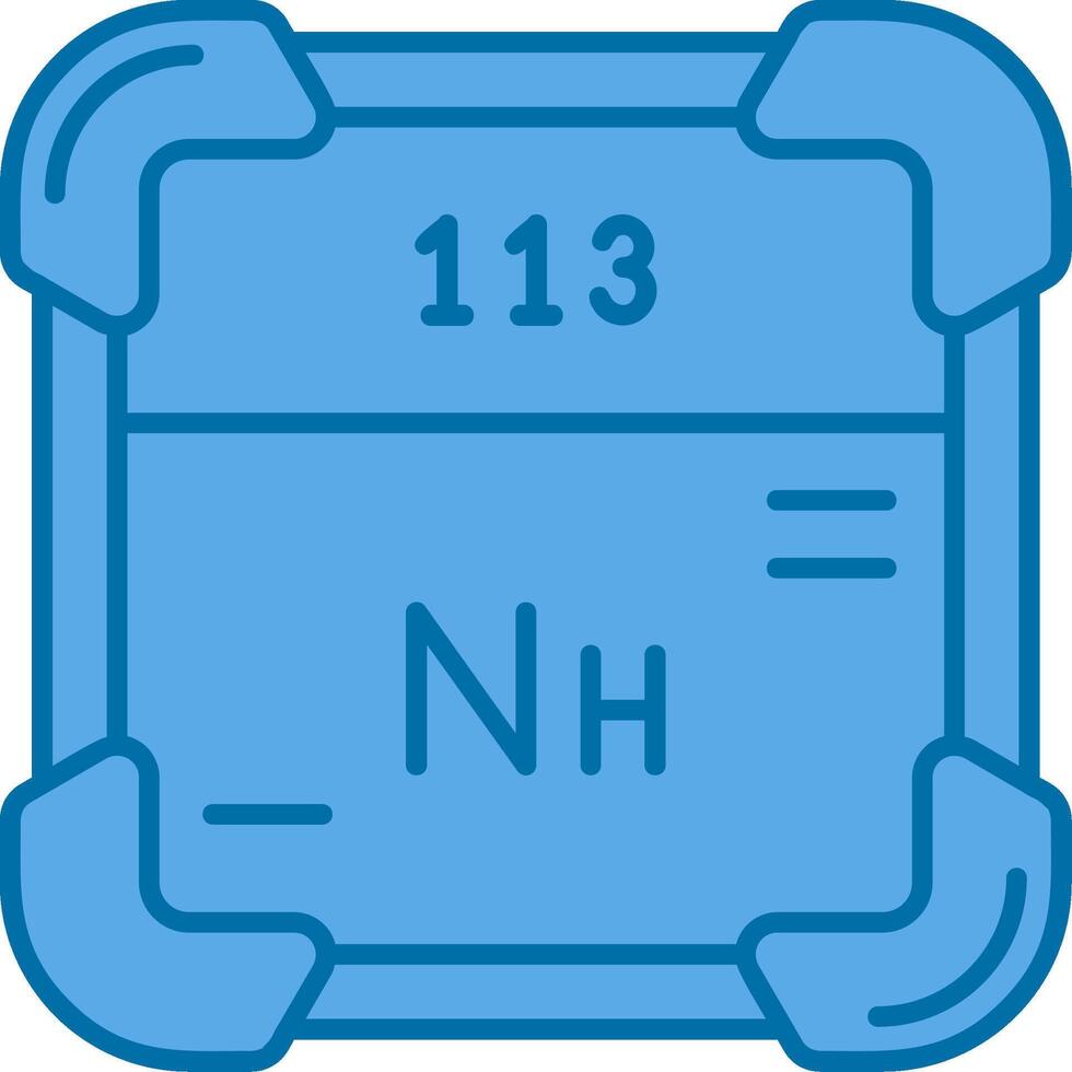 nihonium azul línea lleno icono vector