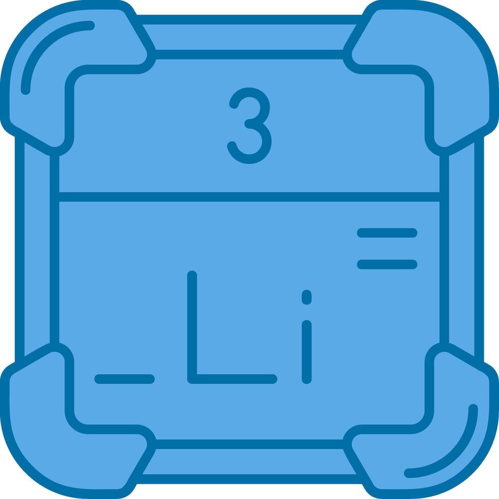 litio azul línea lleno icono vector